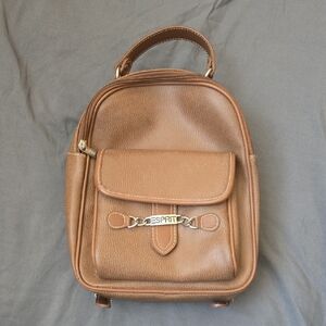 Vintage Esprit Camel Faux Leather Backpack Purse